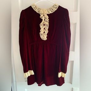 Vintage Lorrie Deb San Francisco red velvet dress with lace